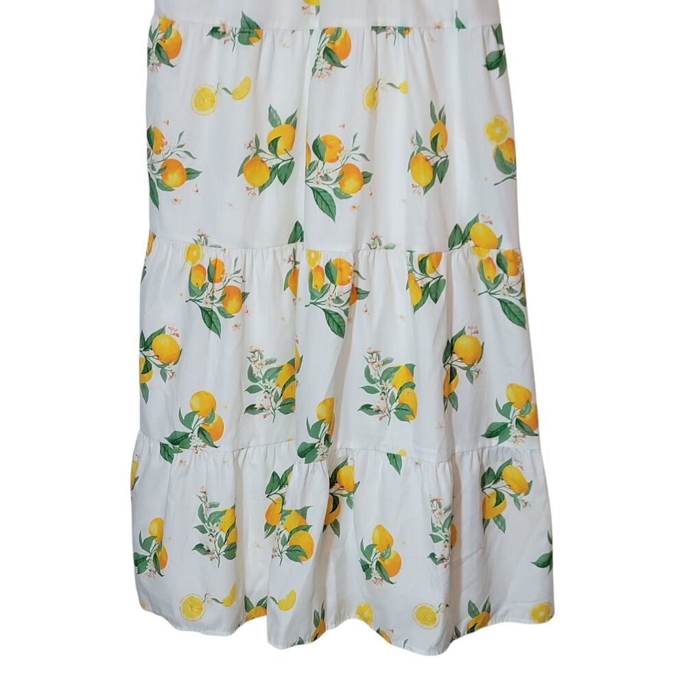 Mi Ami Francesca's Giana Orange Fruit Print White Maxi Dress Boho Chic Summer M - Picture 5 of 16